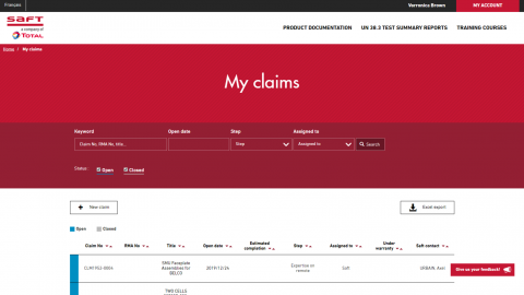Claims dashboard